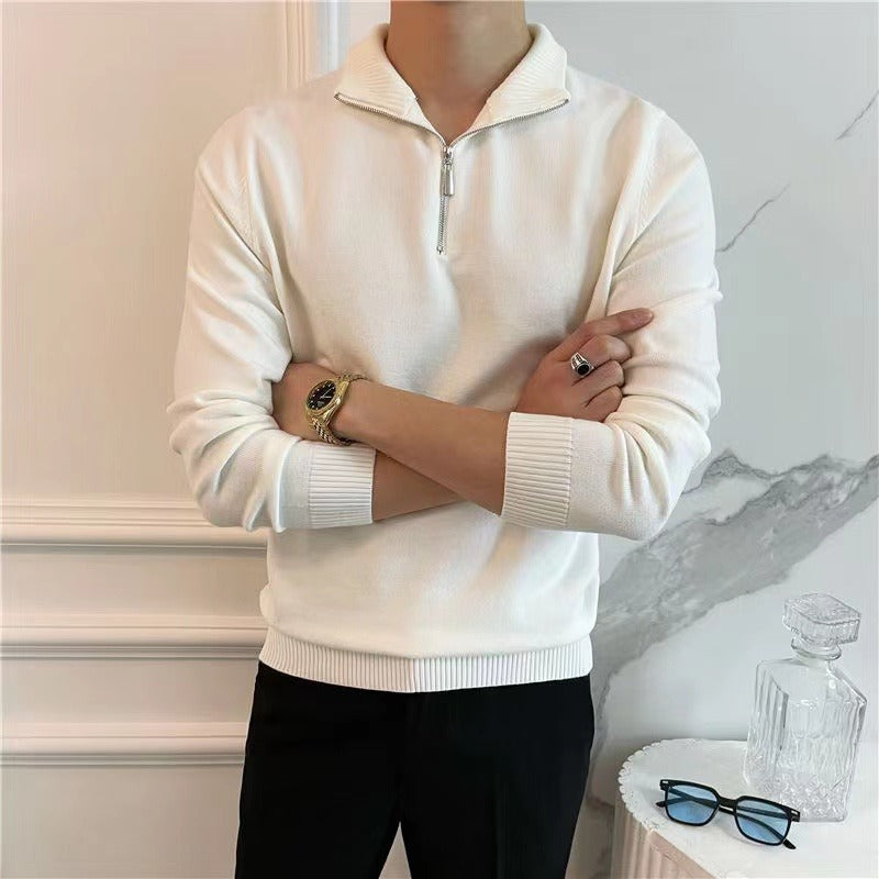 Half Turtleneck Zipper Bottoming Sweater Men