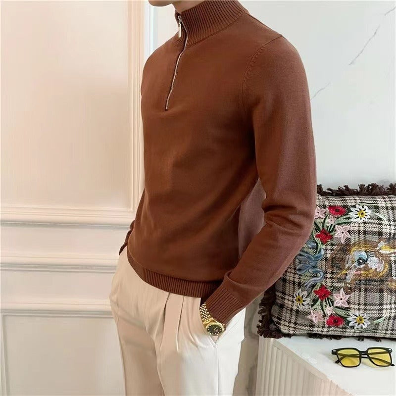 Half Turtleneck Zipper Bottoming Sweater Men