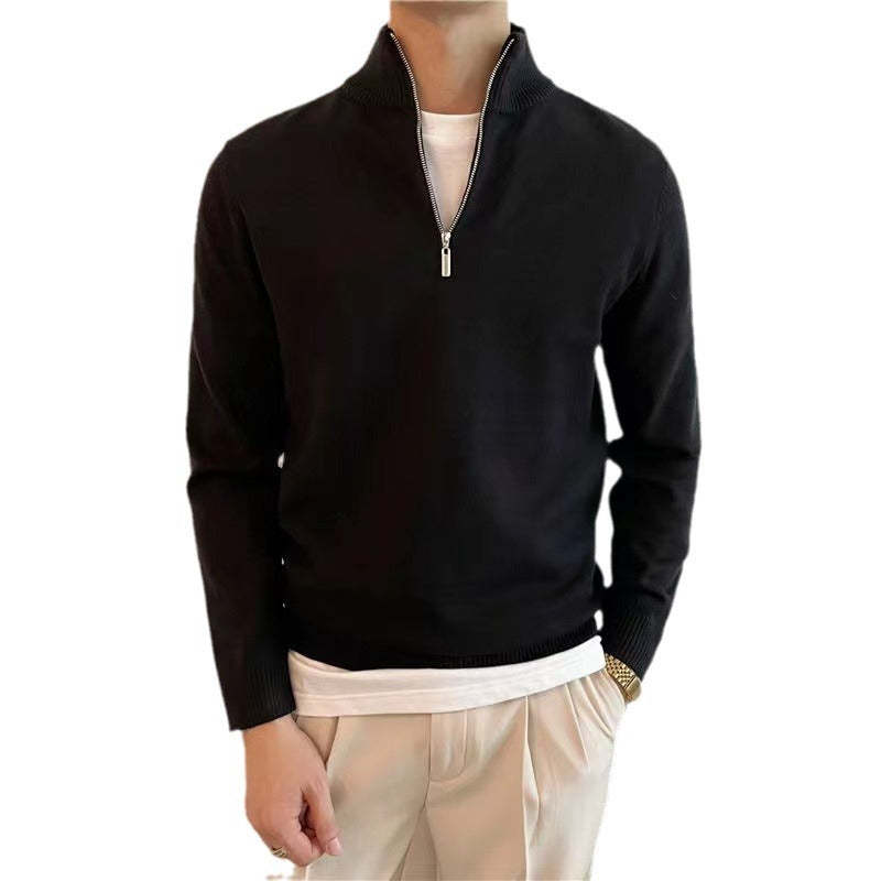 Half Turtleneck Zipper Bottoming Sweater Men