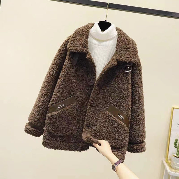 Lamb Wool Fur Integrated Wind-proof And Cold Protection Coat