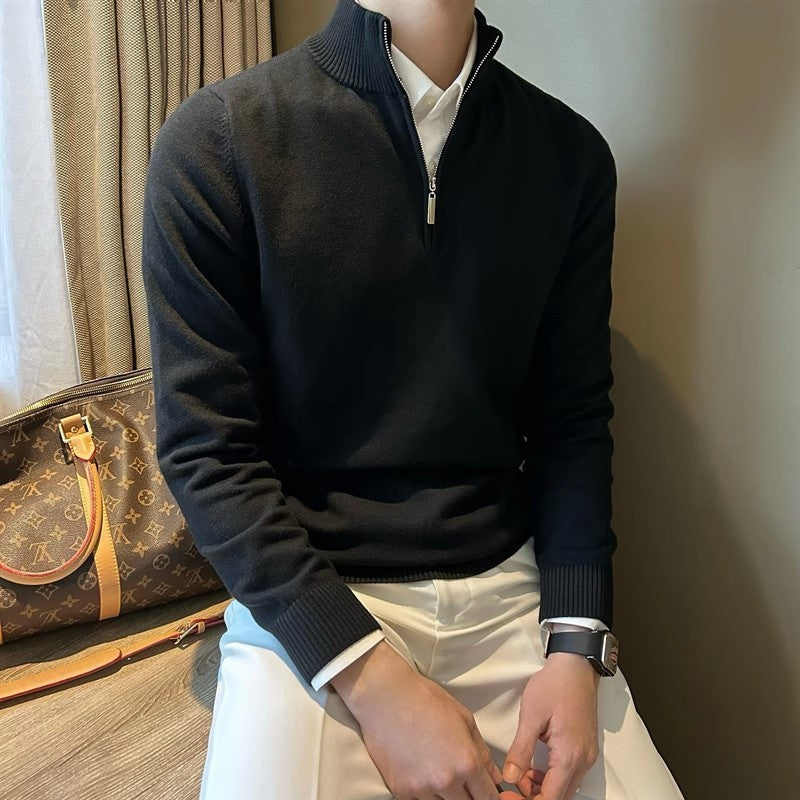 Half Turtleneck Zipper Bottoming Sweater Men