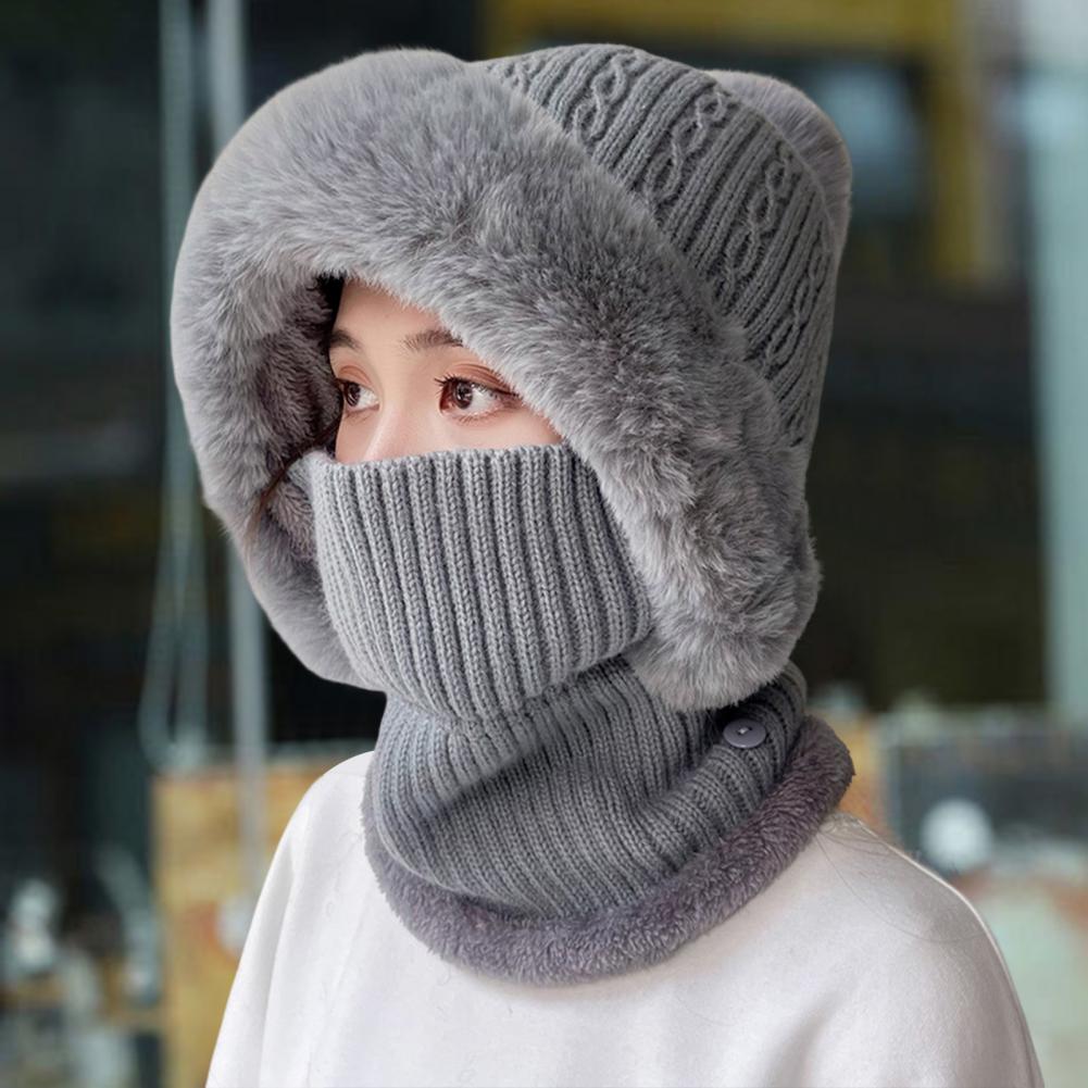 Knitted Hat Pompom Plus Ears Protection
