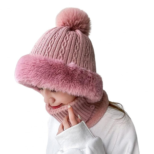 Knitted Hat Pompom Plus Ears Protection
