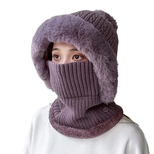 Knitted Hat Pompom Plus Ears Protection