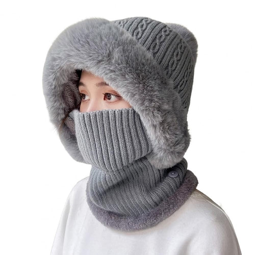 Knitted Hat Pompom Plus Ears Protection