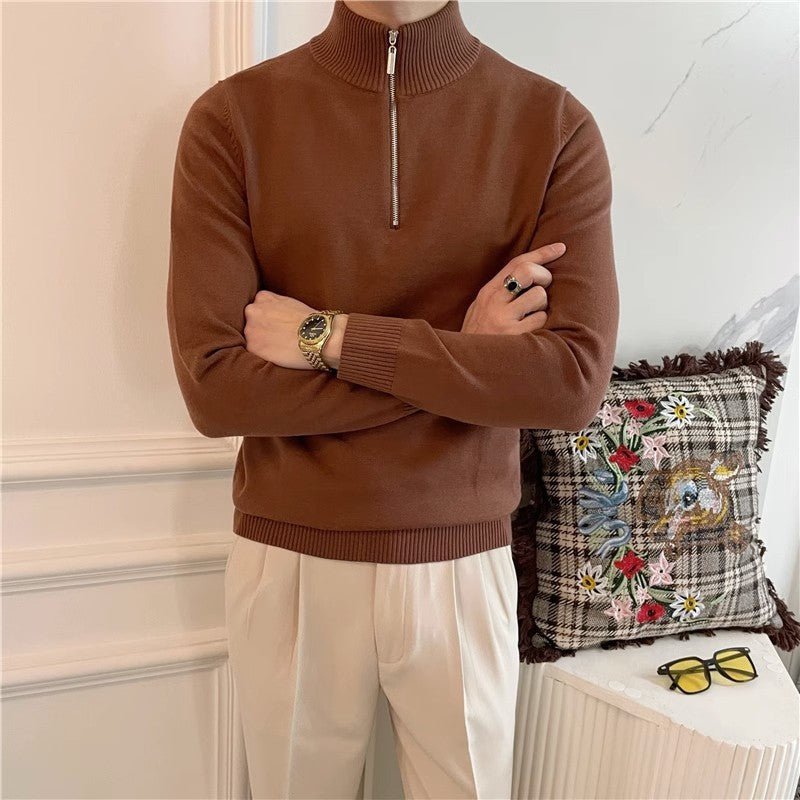 Half Turtleneck Zipper Bottoming Sweater Men